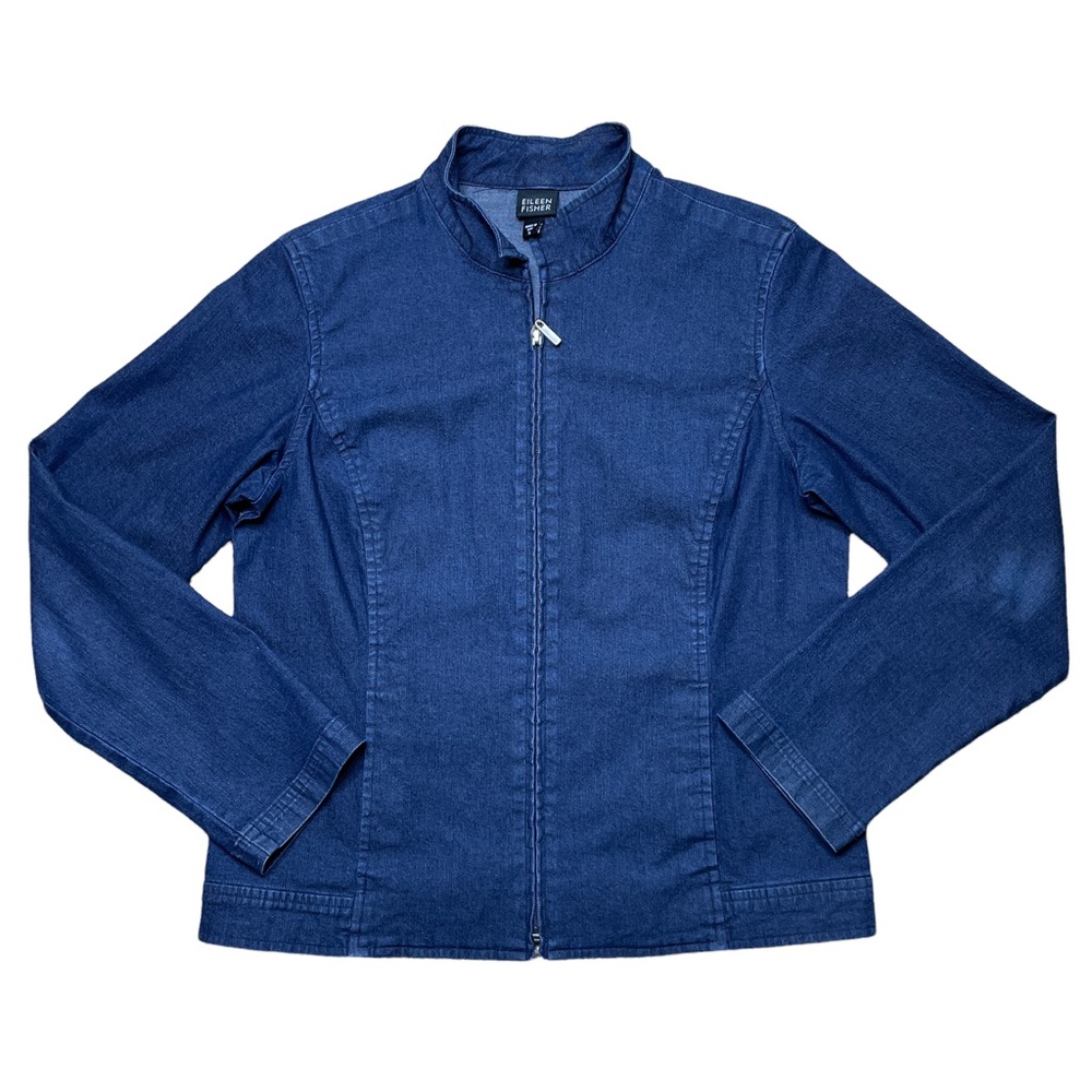Eileen Fisher Women’s Full Zip Blue Denim Jean Jacket Size S